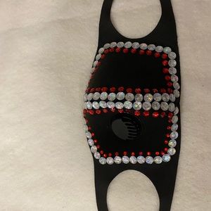 Red and White Gemstone Face Mask with Filter